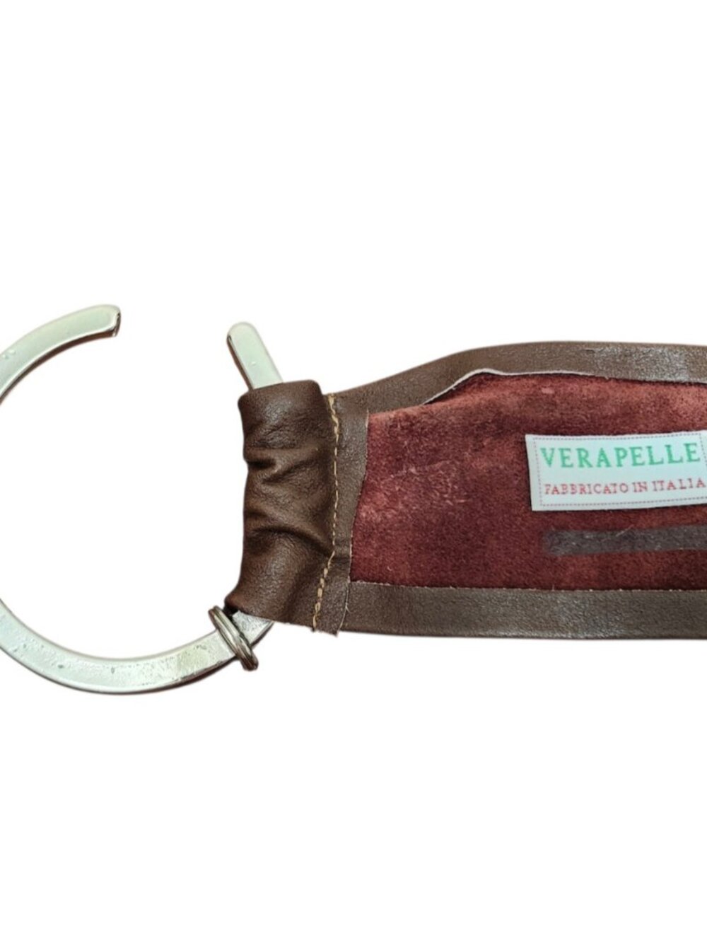 Italian Leather Wide Belt Brown Wrap Waist Belt Silver Ring Buckle Size M 31” - Picture 5 of 10
